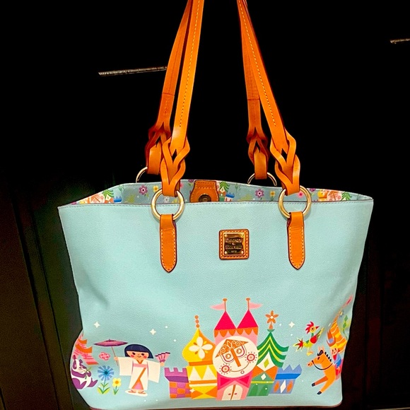 Disney Dooney & Bourke It’s A Small World XLg Leather Tote - Picture 1 of 10